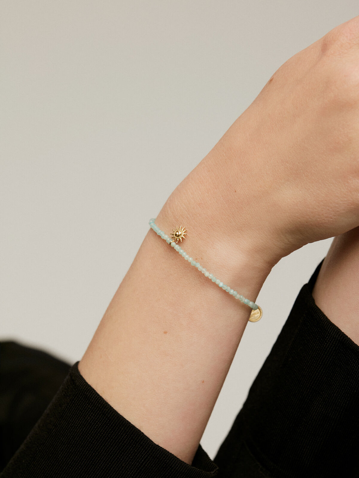925 Silver bracelet bathed in 18K yellow gold with blue amazonite