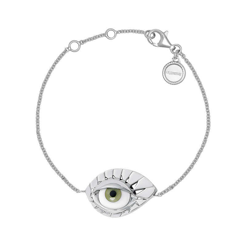 Pulsera ojo verde plata , J04402-01-GE, hi-res