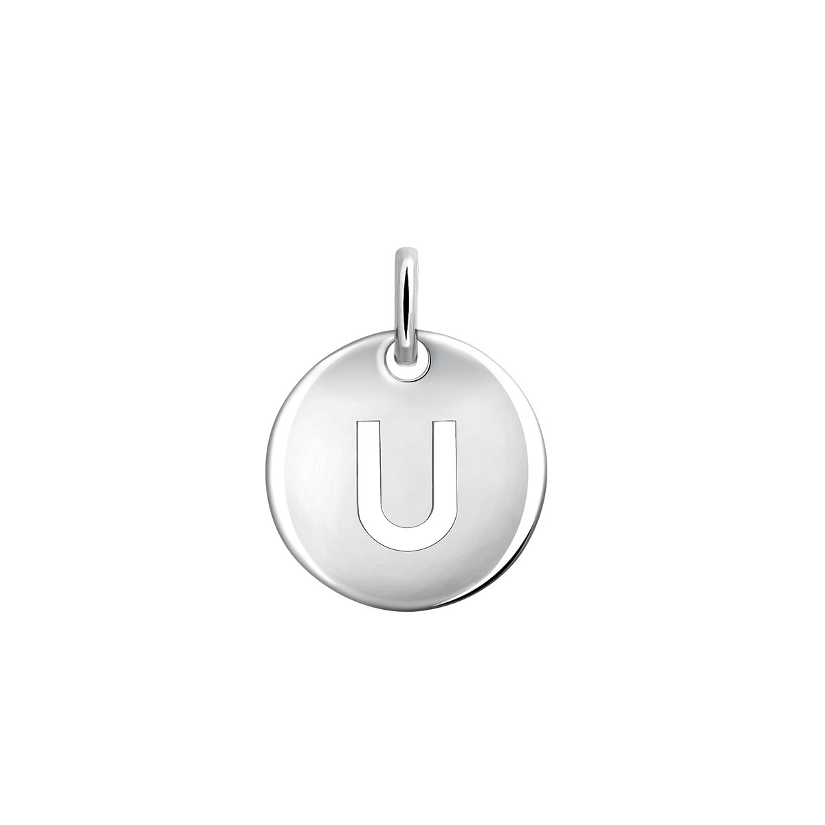 Silver U initial medallion charm  , J03455-01-U, mainproduct