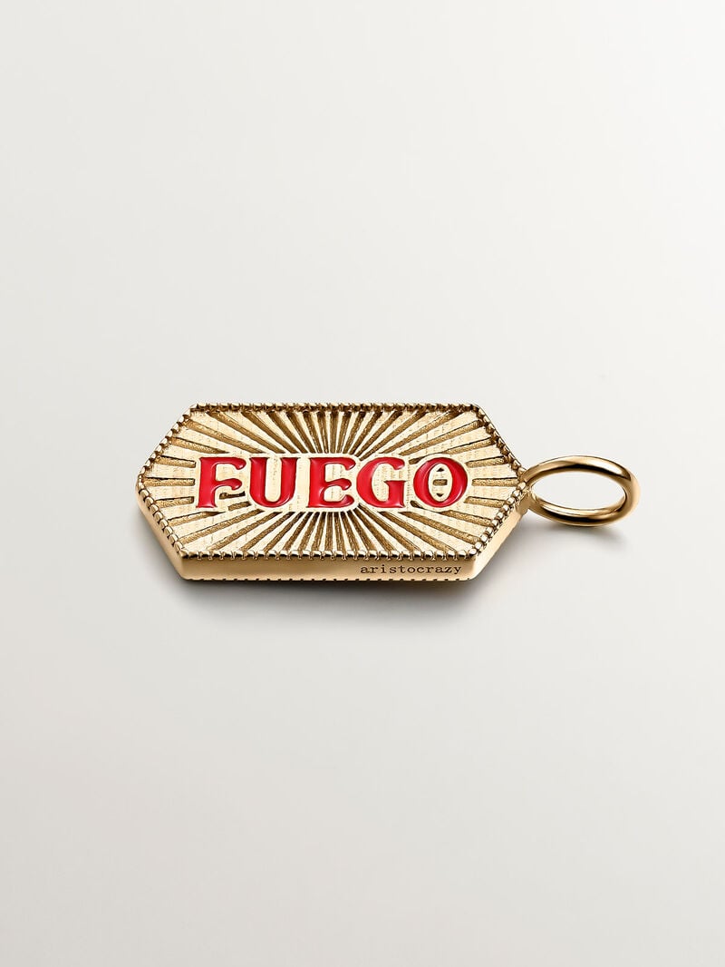 925 silver charm bathed in 18k yellow gold fire with pink enamel image number 0