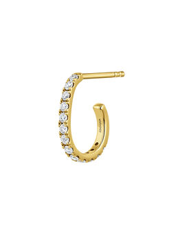 Single small hoop earring in 18k yellow gold with 0.20ct diamonds, J05315-02-H-I2,hi-res