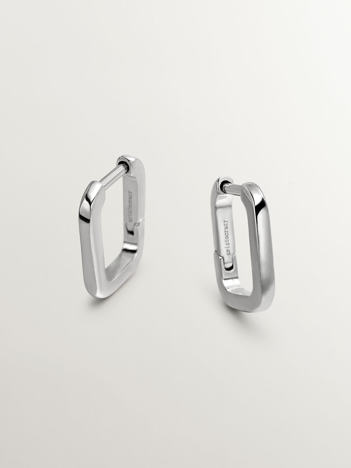 925 Silver Square Hoop Earrings Aristocrazy