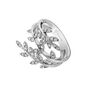 Large silver leaves ring with diamonds, J03120-01-GD