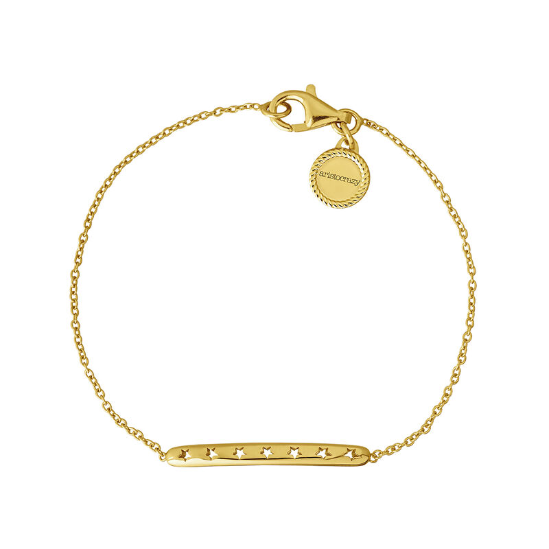 Gold plated silver star motif bracelet, J04865-02, hi-res