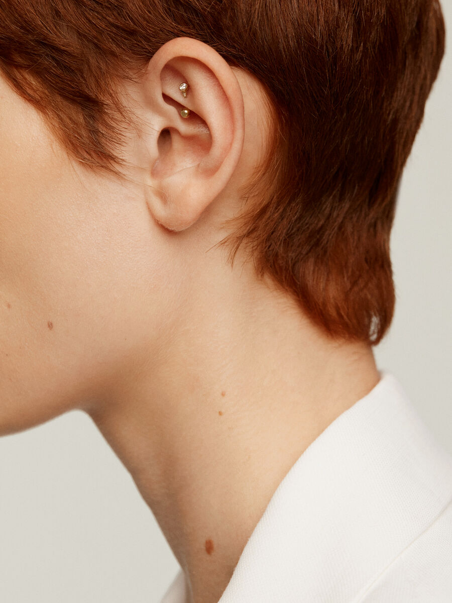 Rook piercing in 18k gold with diamond , J04288-02-H-18, hi-res