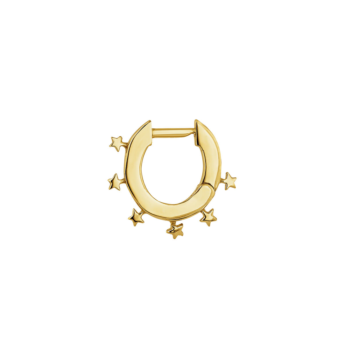 18 kt yellow gold-plated sterling silver single small star hoop earring , J04869-02-H, hi-res