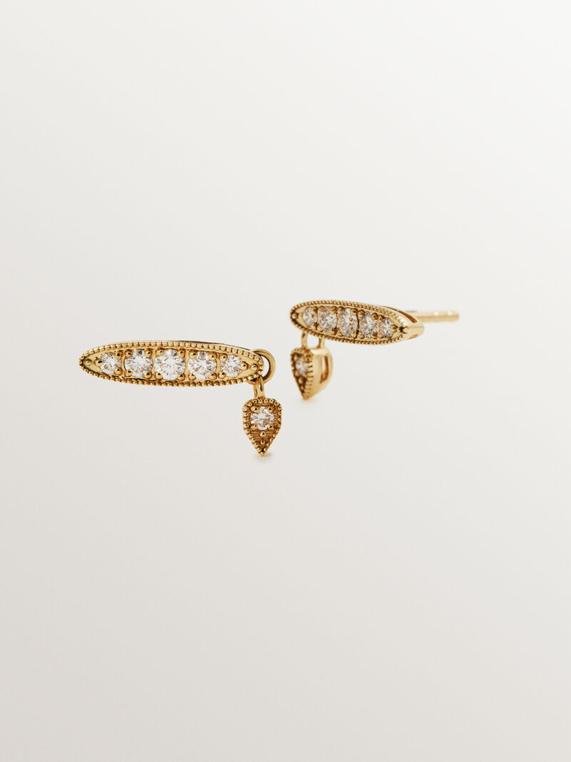 18K yellow gold earrings with brilliant cut diamonds image number 0