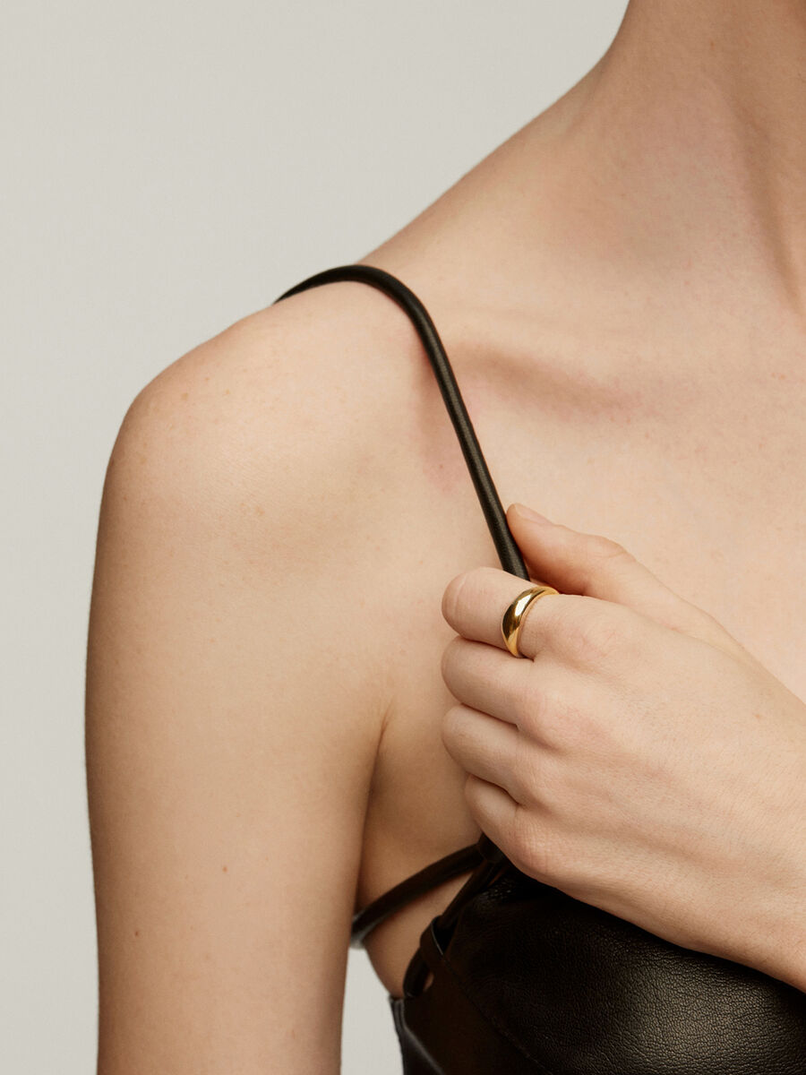 Convex ring in 18kt yellow gold-plated silver, J05220-02, hi-res