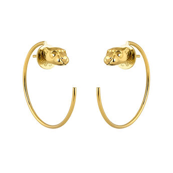 gold plated panther hoop earrings , J04195-02,hi-res