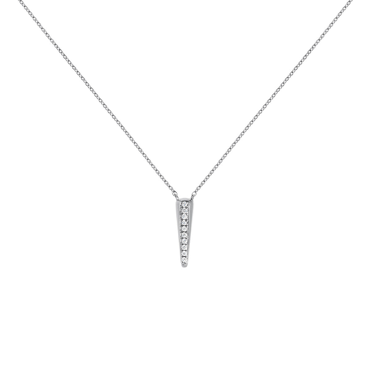 White gold spike and diamond necklace 0.04 ct , J03884-01, hi-res
