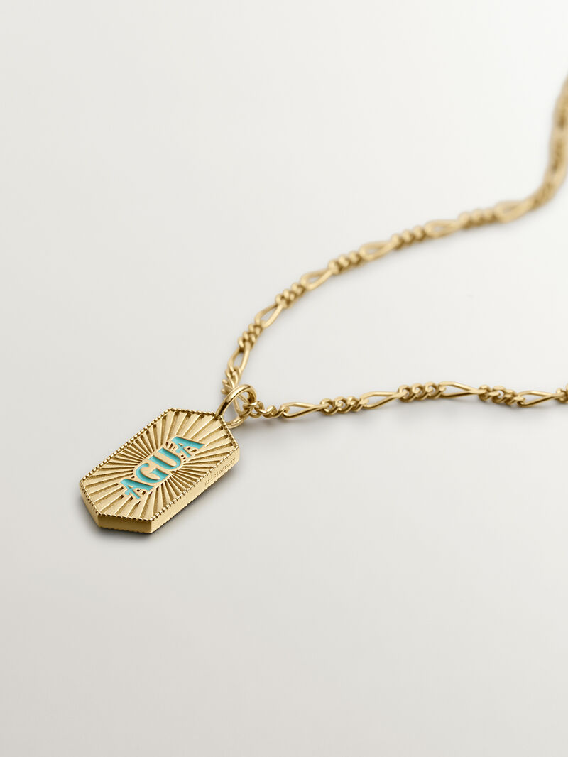 925 silver charm bathed in 18k yellow gold water with turquoise enamel image number 4