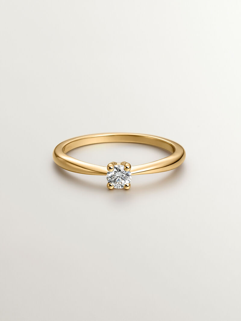 18k yellow gold solitaire ring with 0.15ct diamond image number 1