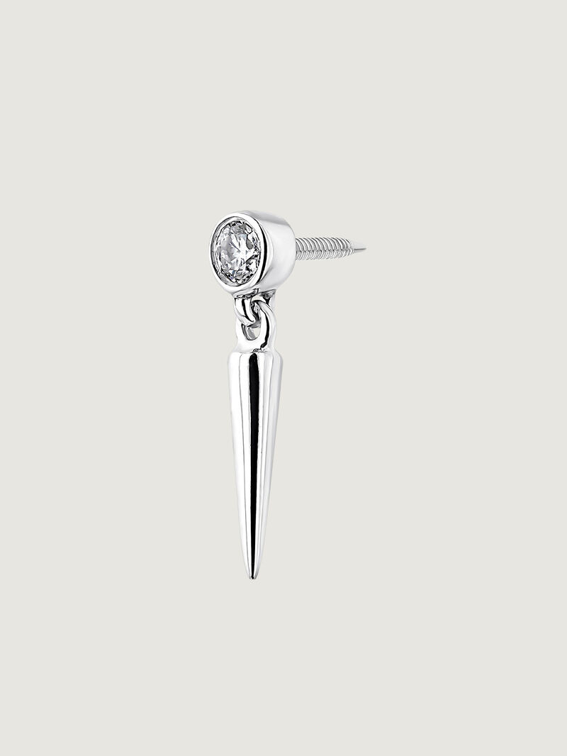 Individual 18K white gold earring with spike and diamond image number 1