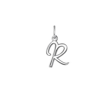 Silver R initial charm  , J03932-01-R,hi-res