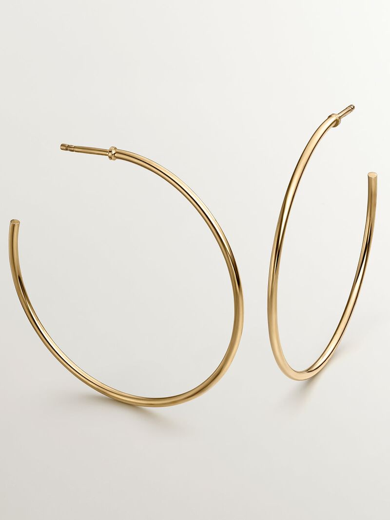 Large hoop earrings made of 925 silver coated in 18K yellow gold. image number 2