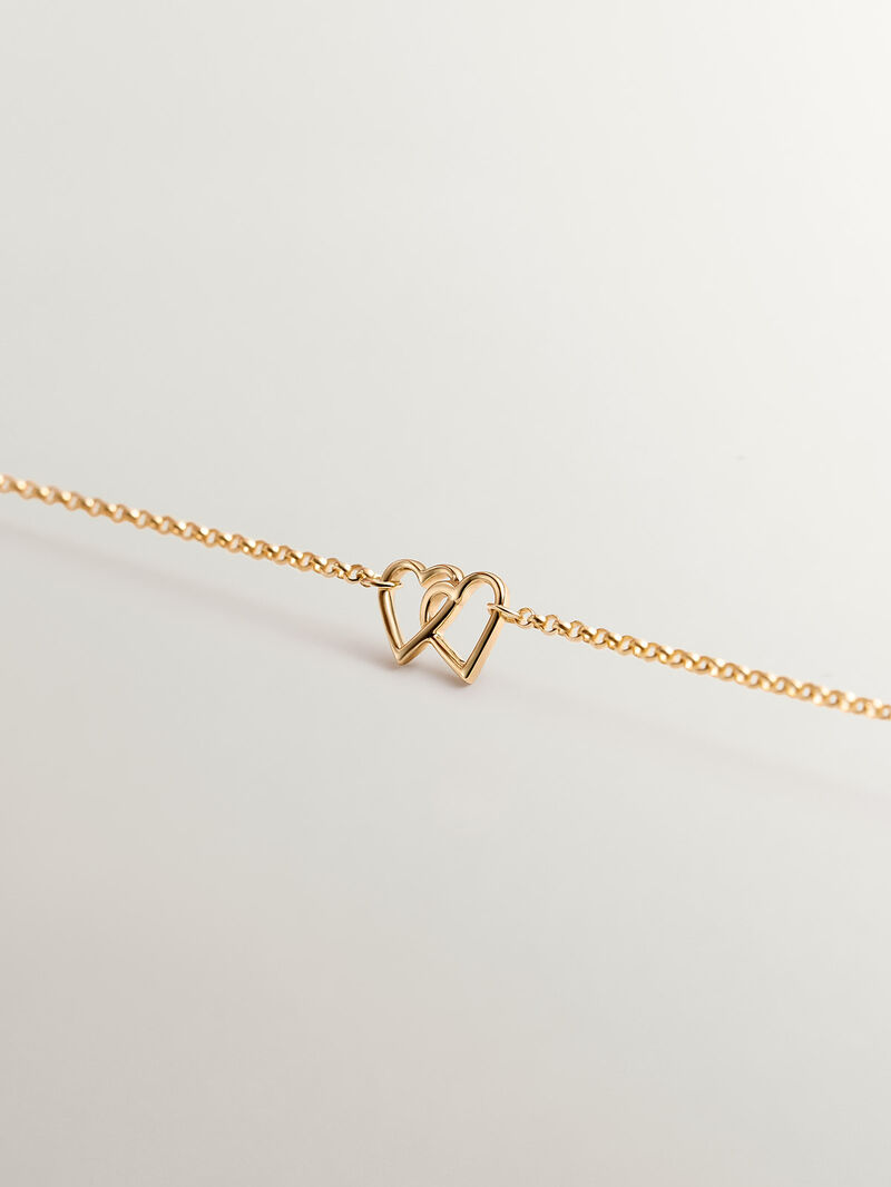 9K Yellow Gold bracelet with interlaced hearts image number 4