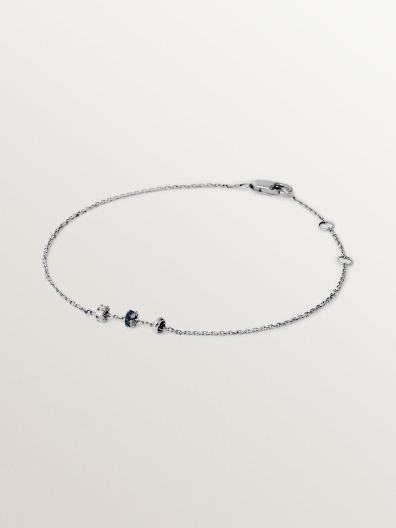 9K white gold bracelet with blue sapphires and diamonds image number 0