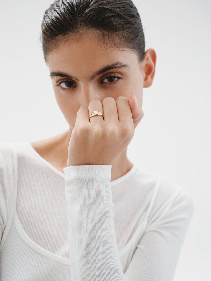 Irregular 925 silver ring bathed in 18K yellow gold image number 3