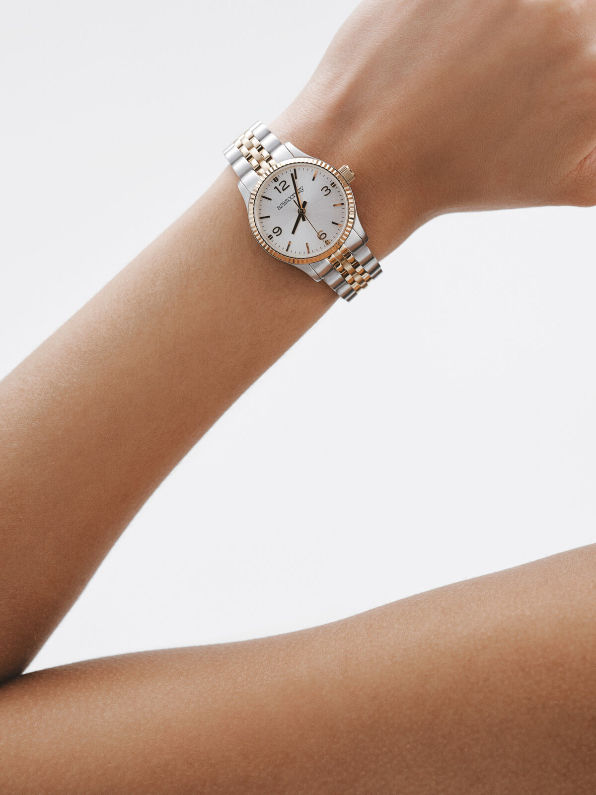 Reloj St. Barth Armis con correa de acero gris y amarillo y esfera