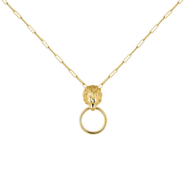 Gold plated lion necklace, J04240-02,hi-res