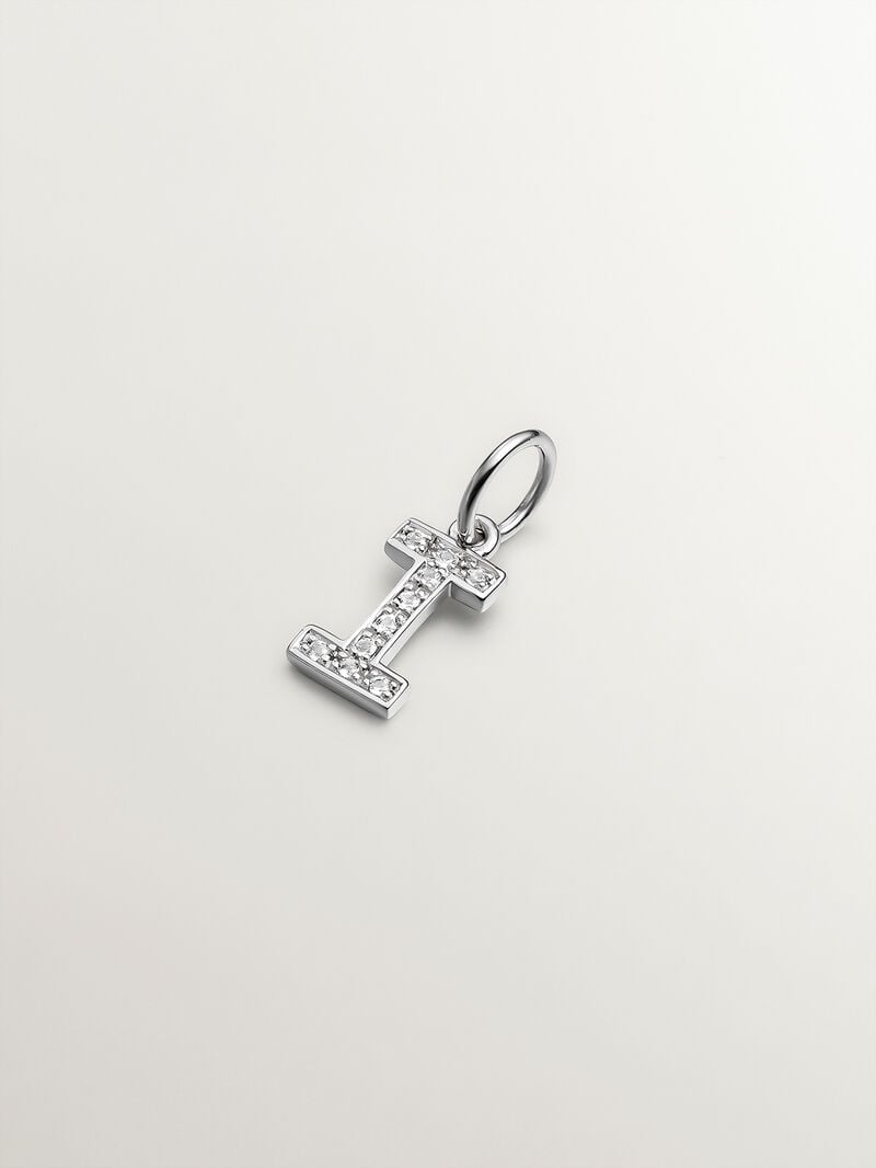 925 Silver Charm with White Topaz Initial I image number 0