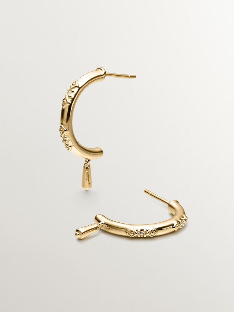 18K yellow gold plated 925 sterling silver half hoop single earring with white topaz image number 0