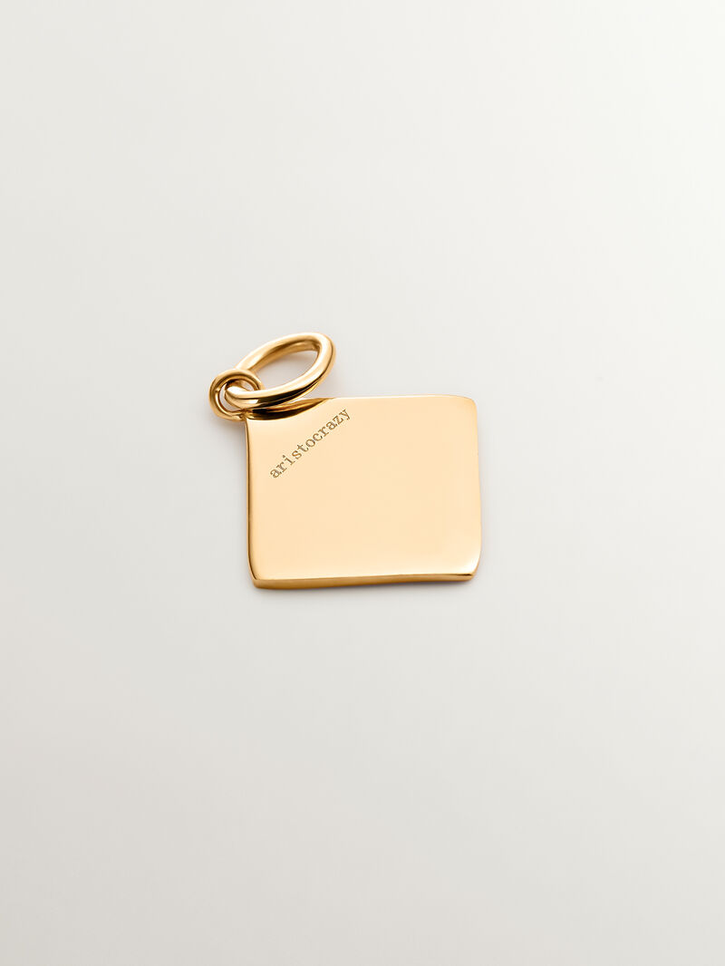 18K yellow gold plated 925 sterling silver charm with initial P and red enamel in diamond shape image number 2