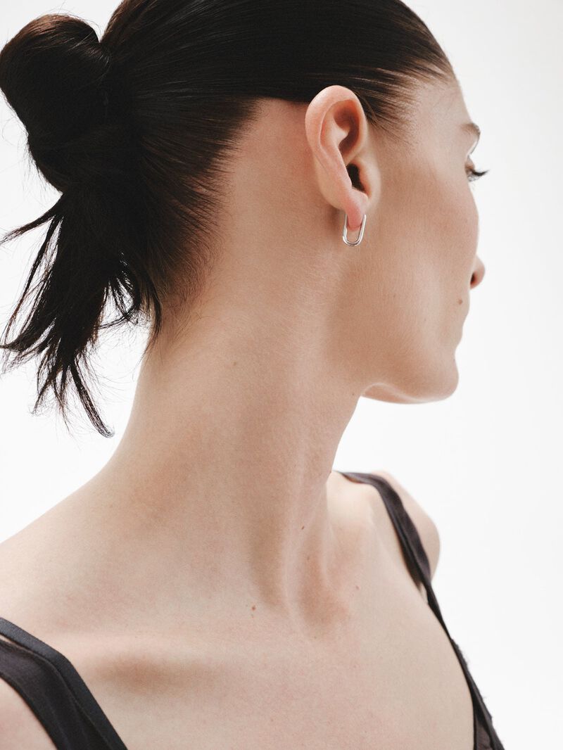 925 silver long hoop earrings image number 3