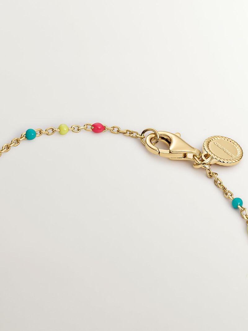 925 Silver bracelet bathed in 18K yellow gold with multicolor enamel image number 4