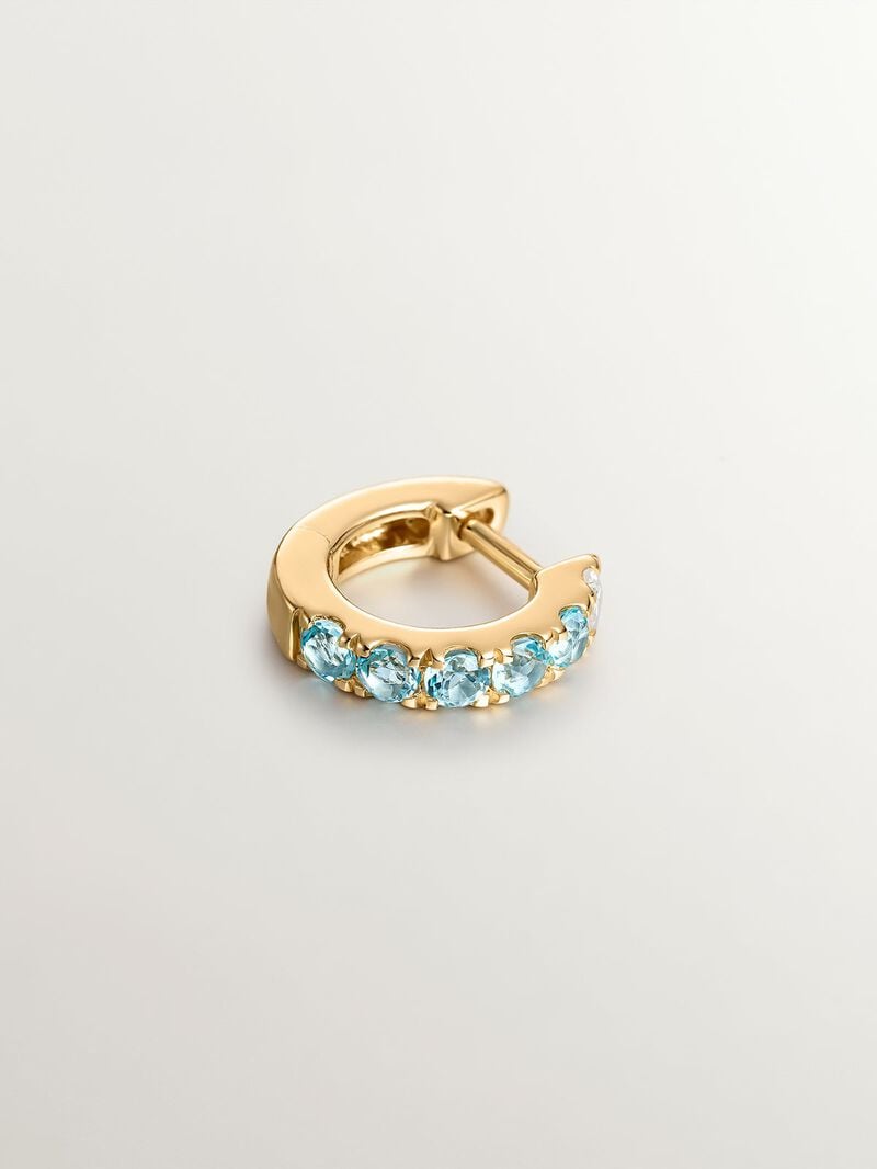 Individual 925 silver earring bathed in 18K yellow gold with white and blue sapphires. image number 2
