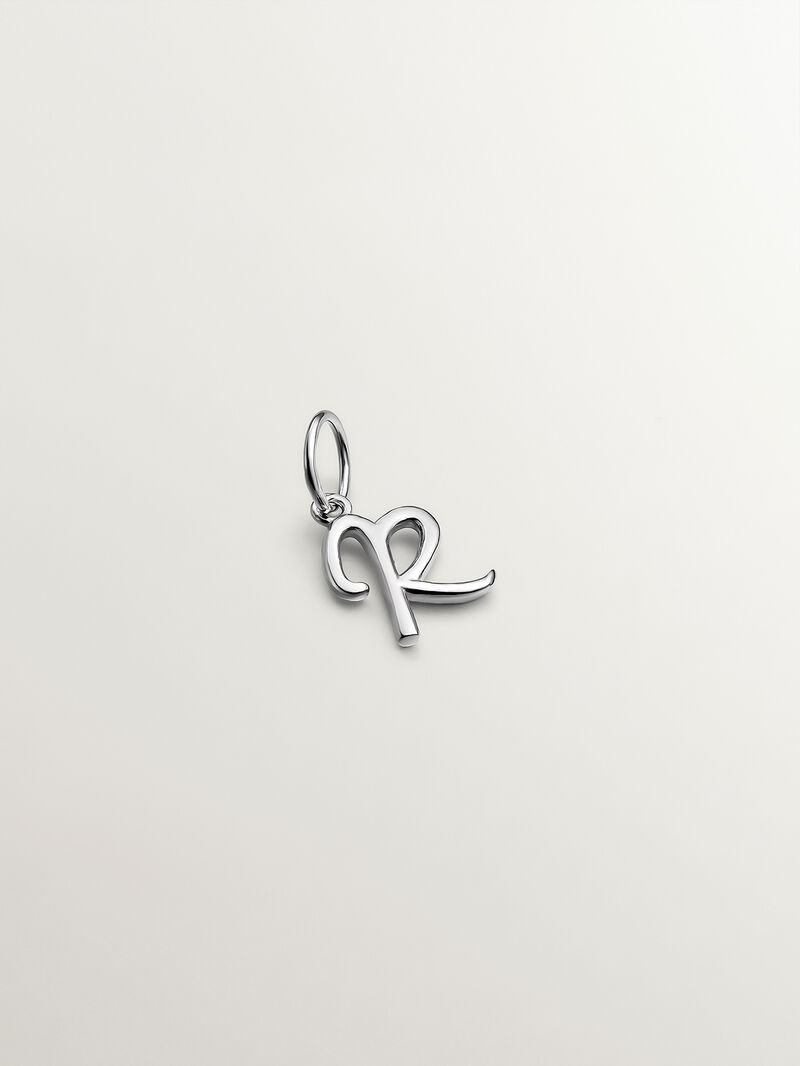 925 Silver Charm with Initial R image number 0