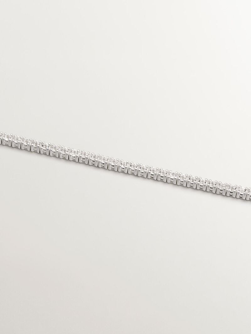 925 Silver bracelet with white topazes. image number 2