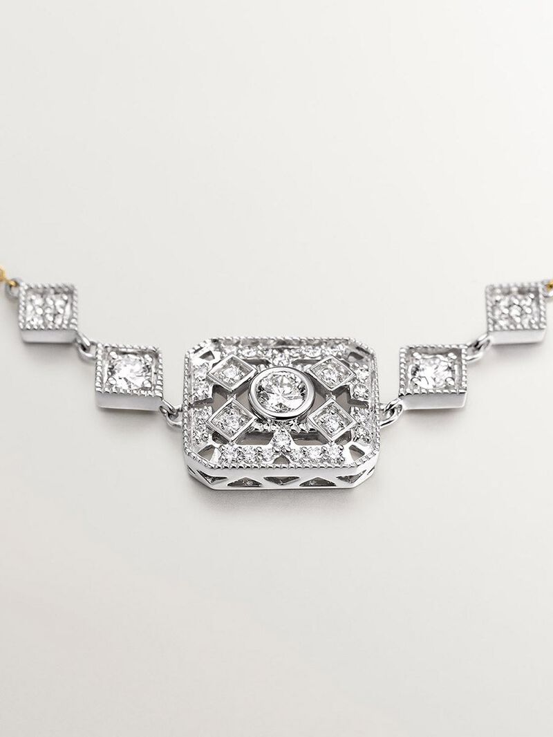 18K white and yellow gold bracelet with brilliant cut diamonds image number 7