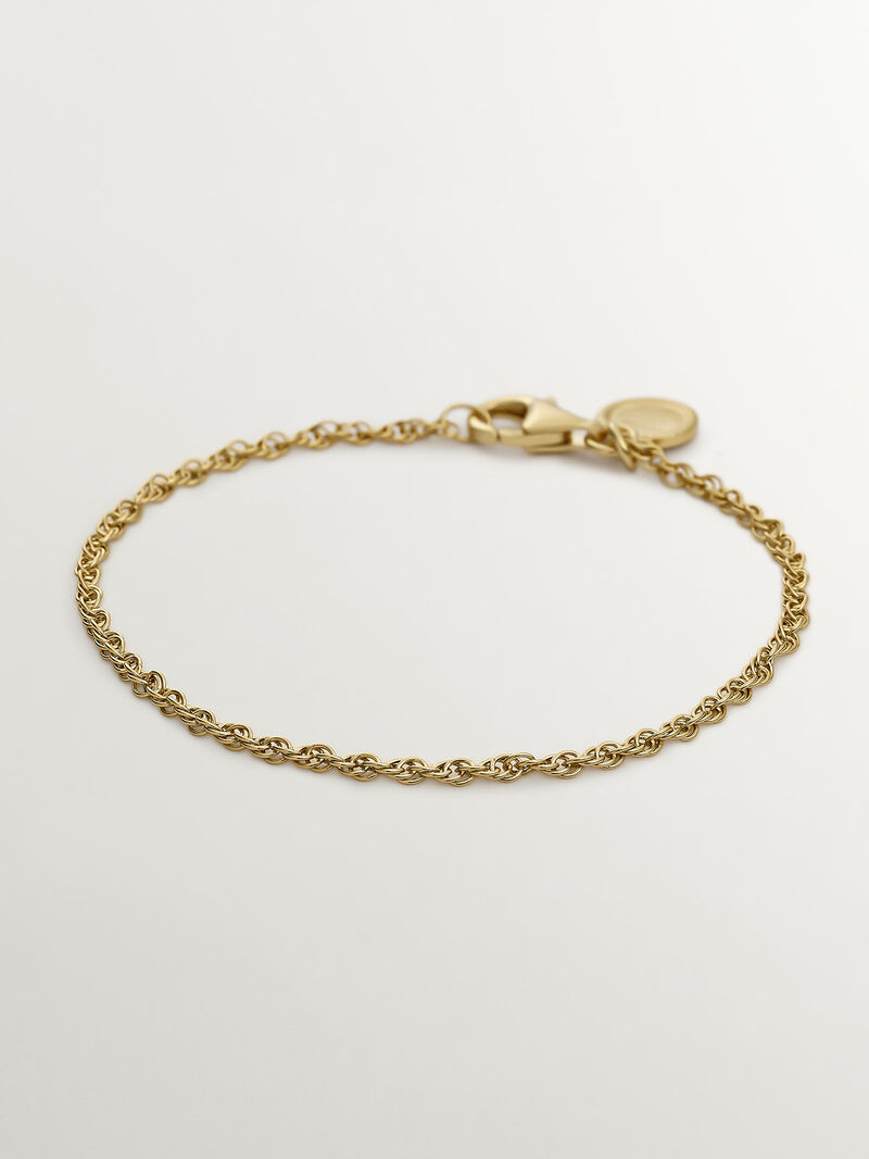 Pulsera de eslabones rope plata 925 bañada en oro amarillo de 18K image number 0