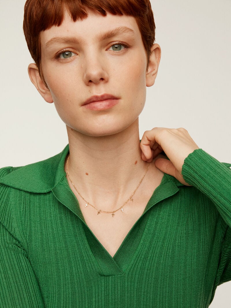 925 Silver necklace bathed in 18K yellow gold with crosses image number 1