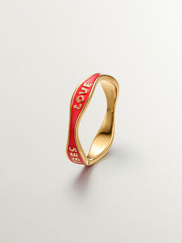 18kt Yellow gold platered sterling silver ring with red enamel, J05413-02-PKENA,hi-res