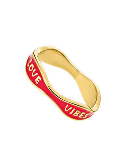 18kt Yellow gold platered sterling silver ring with red enamel, J05413-02-PKENA,hi-res