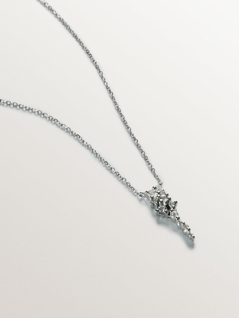 9K White Gold Pendant with Diamonds image number 2