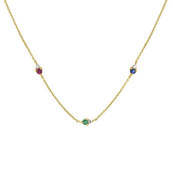 9 ct gold multi gemstone necklace, J04984-02-RU-BS-EM,hi-res