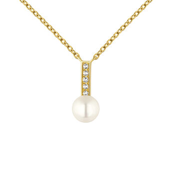 Gold-plated silver topaz and pearl necklace , J04750-02-WT-WP, mainproduct
