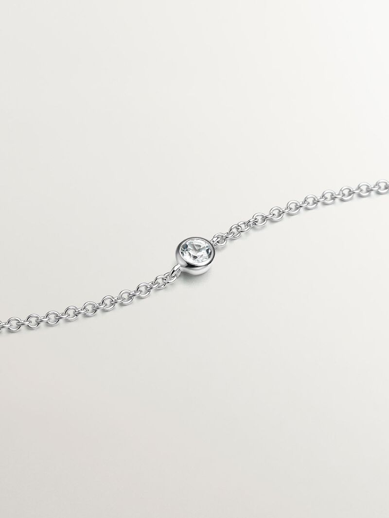 925 Silver Solitaire Bracelet with White Topaz image number 0