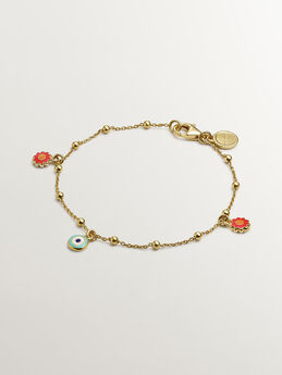 Bracelet in 18 kt gold-plated silver with multicoloured enamel from the RUSH collection, J05420-02-MULENA,hi-res