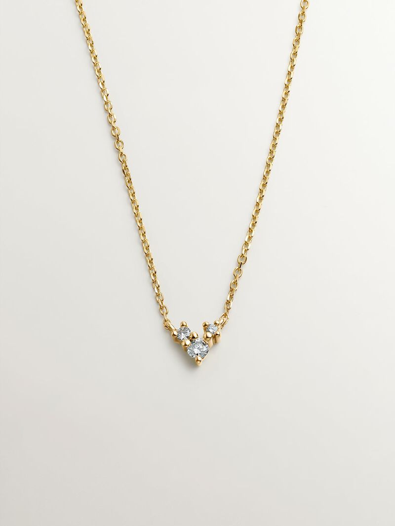 18K yellow gold pendant with three diamonds image number 0