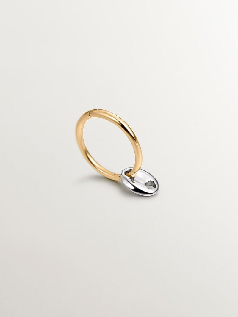 9K white and yellow gold single hoop earring with skull image number 4