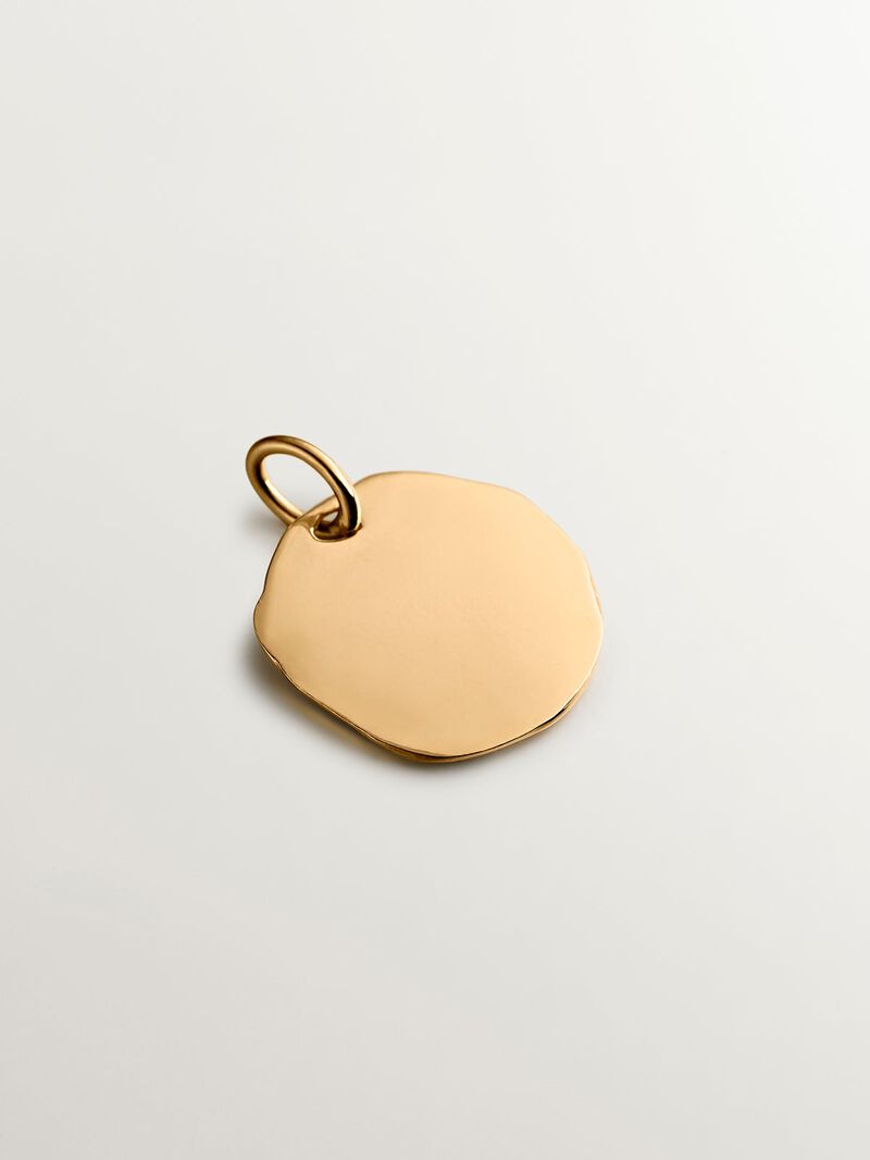 Handcrafted 925 silver charm bathed in 18K yellow gold with initial P. image number 2