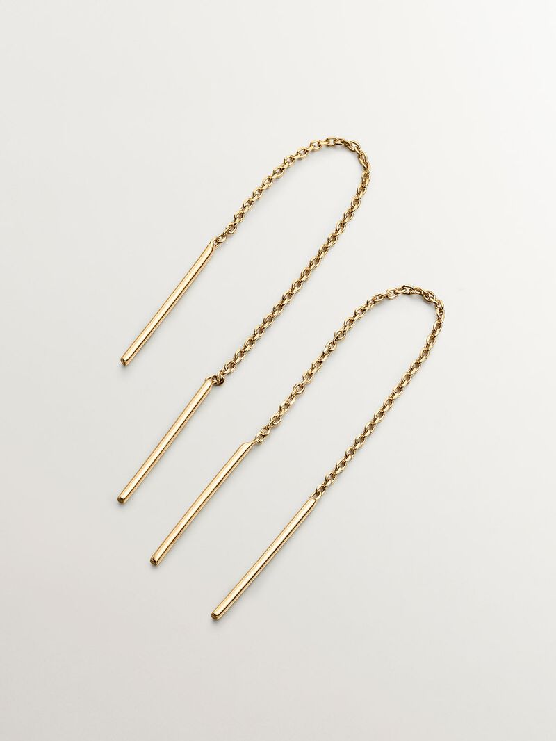 Long 925 silver chain earrings bathed in 18K yellow gold. image number 4