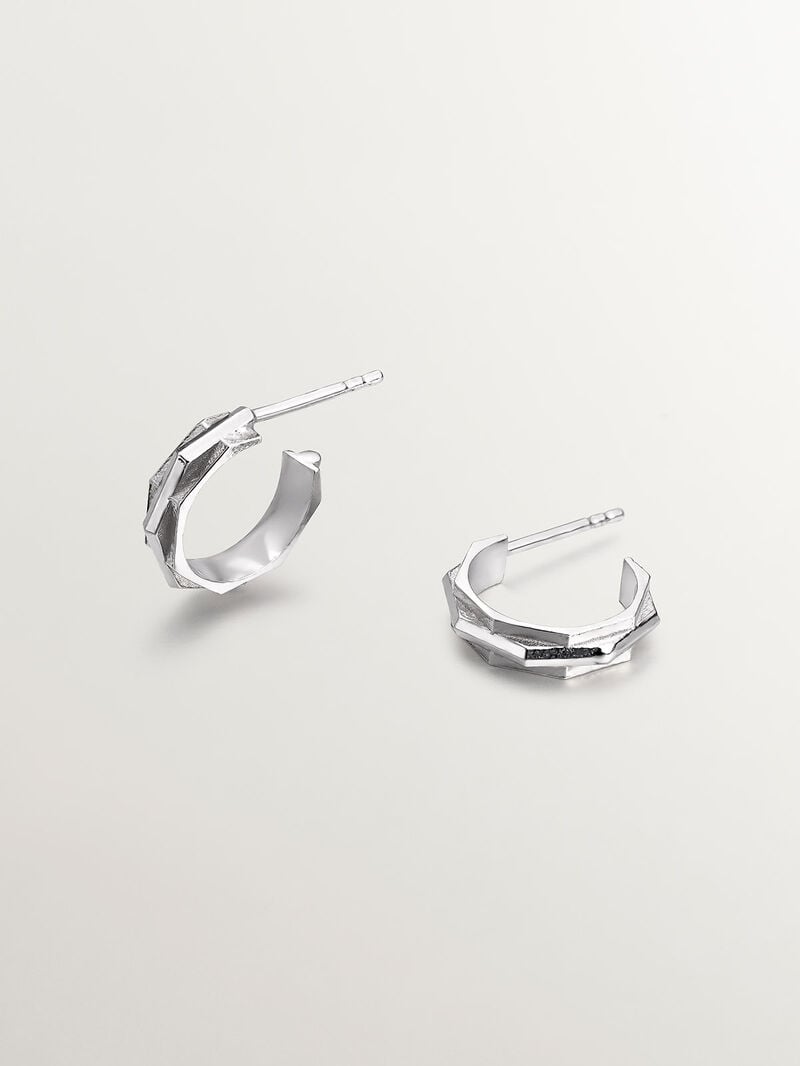 925 silver ring earrings with geometric finish image number 2