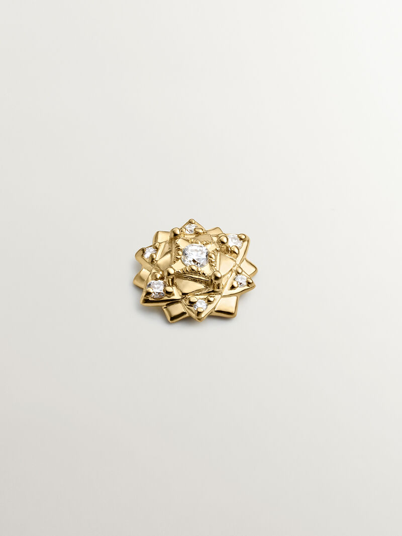 18K Yellow Gold Piercing with Diamonds and Flower Shape image number 0