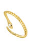 Brazalete rígido serpiente de plata bañada en oro amarillo de 18kt con piedras topacio y zafiros blancos, J04949-02-WT-WS