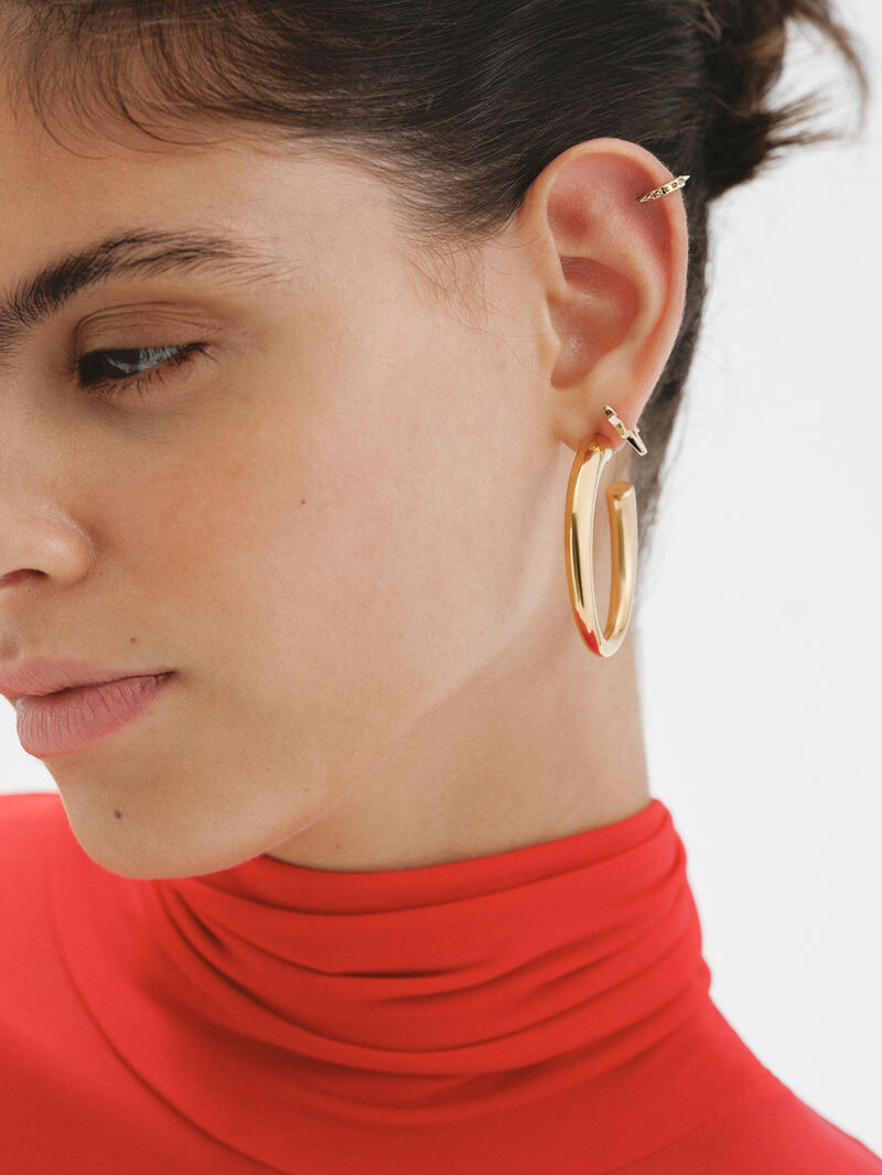 9K yellow gold single earring in the shape of a star. image number 4